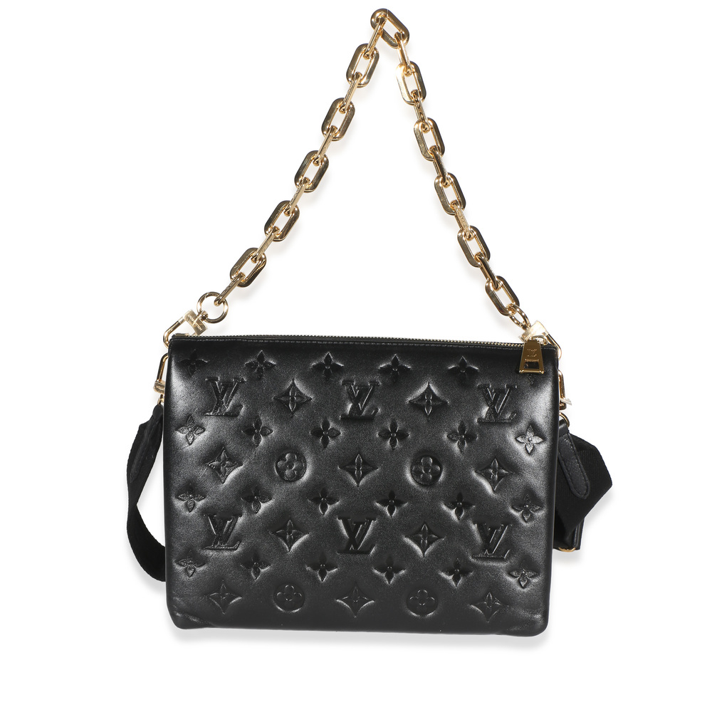 Louis Vuitton Black Monogram Embossed Lambskin Coussin PM